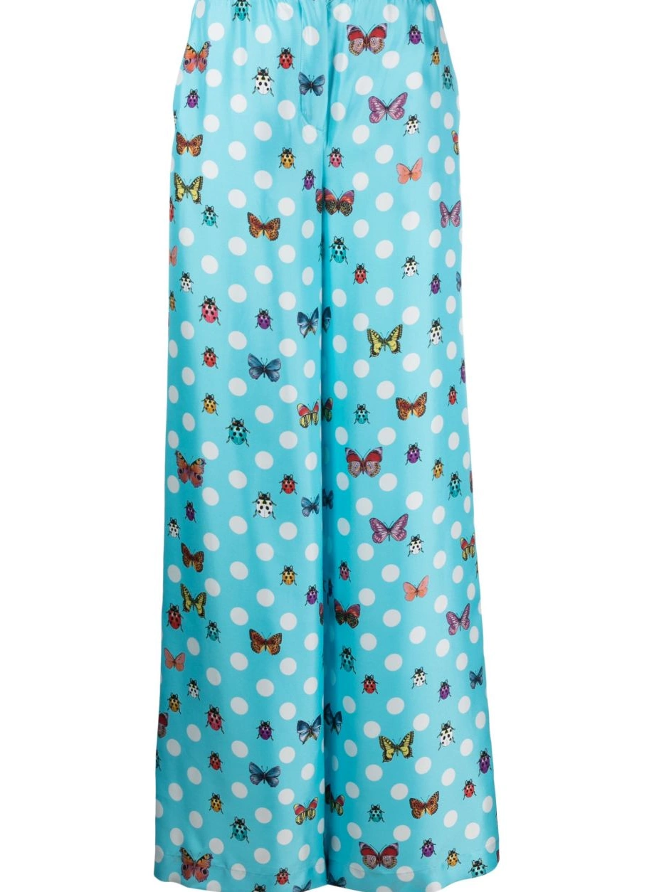 Affordable Butterflies wide-leg silk trousers Versace Women 0404